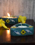 Blue Pottery T-Light Holder Set Of 2 Pcs.